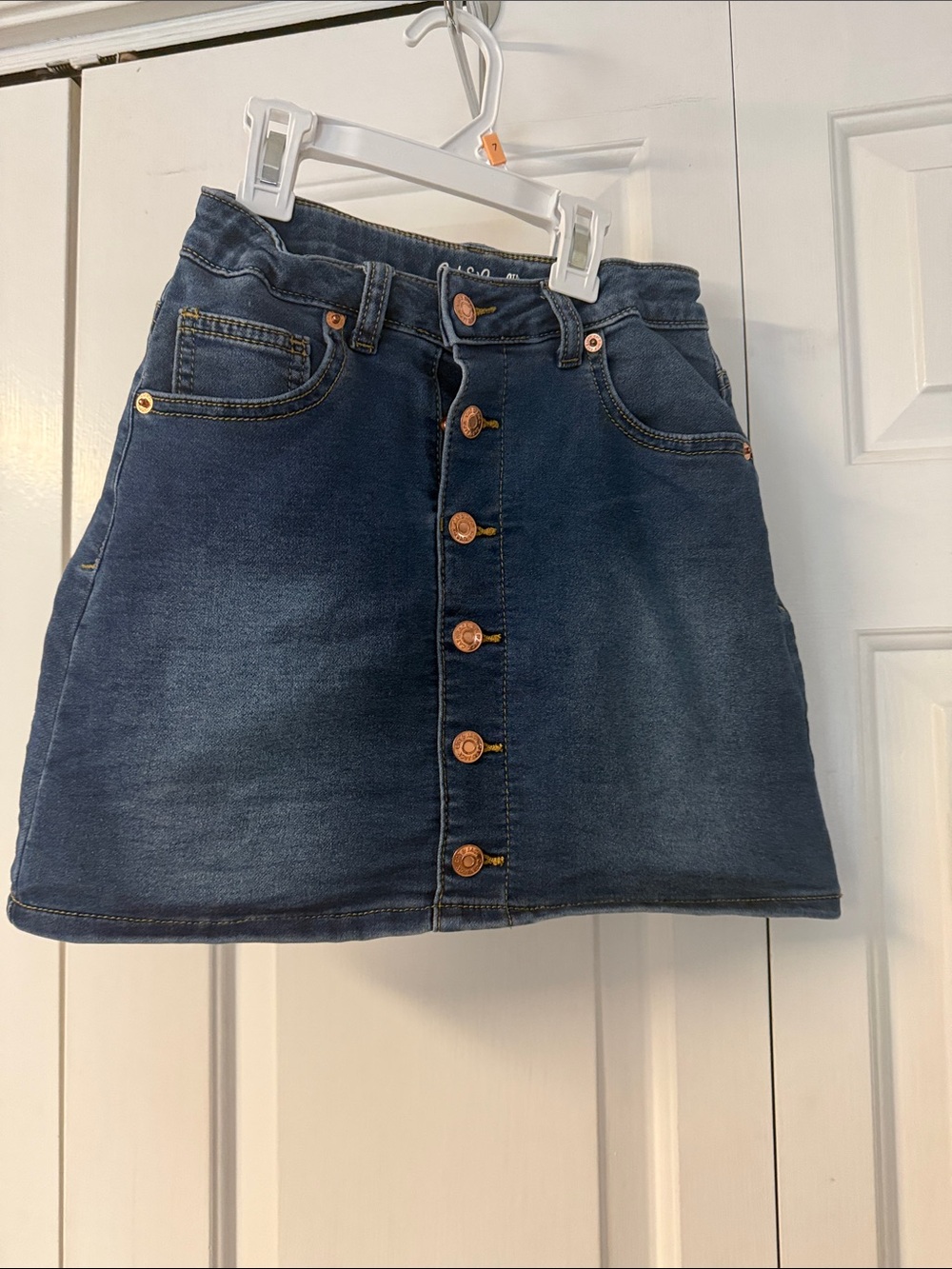Cat & Jack Light Blue Denim Skirt with Gold Stitching